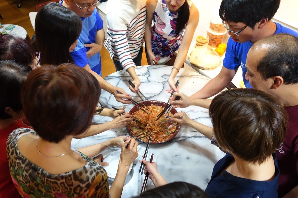 prosperity salad chinese new year in the office