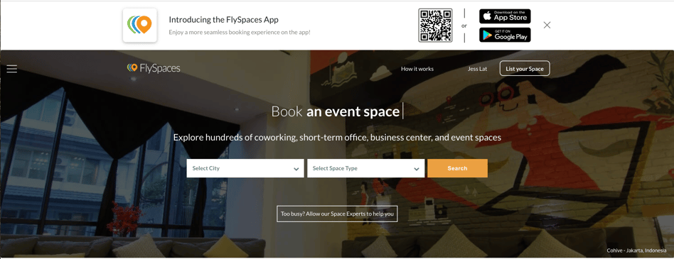 FlySpaces Southeast Asia #1 Booking Platform for Workspaces tool for coworking spaces