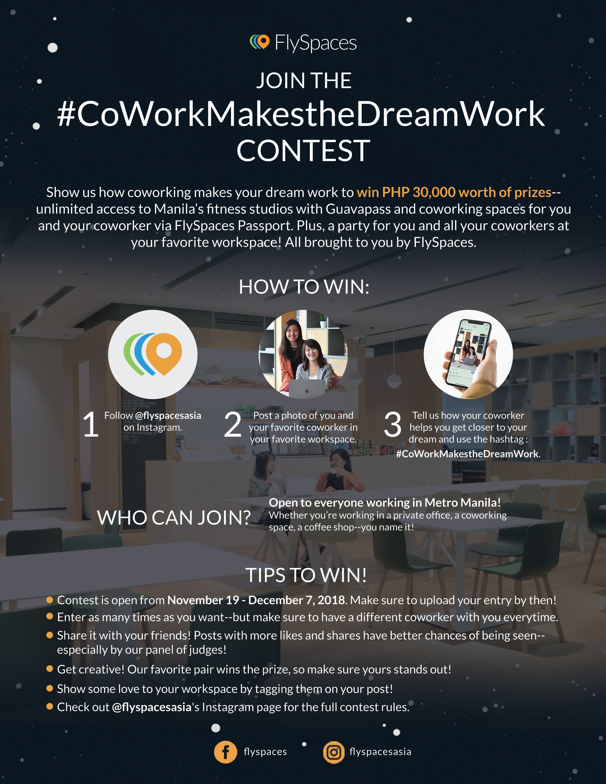 cowork makes the dream work contest manila flyspaces