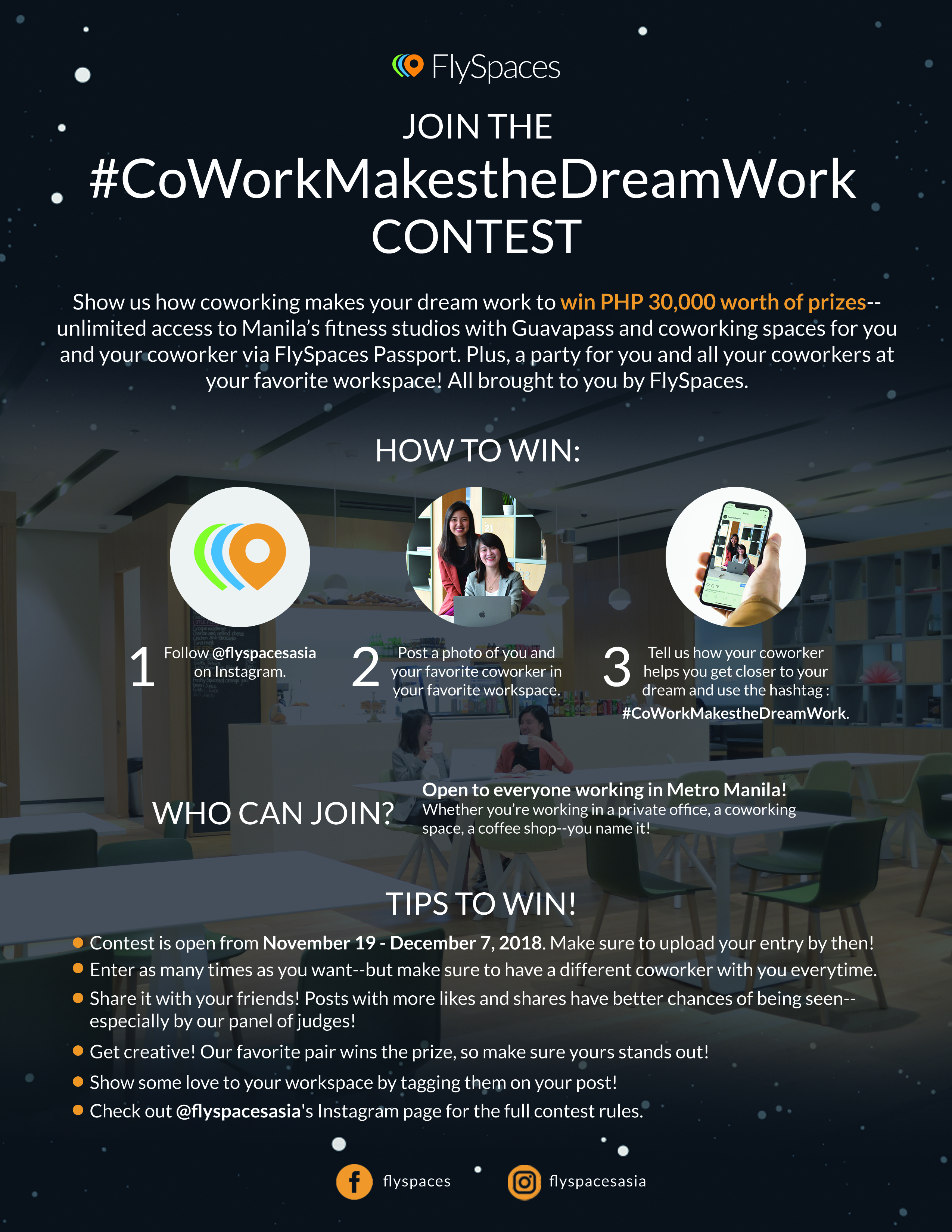 cowork makes the dream work contest manila flyspaces